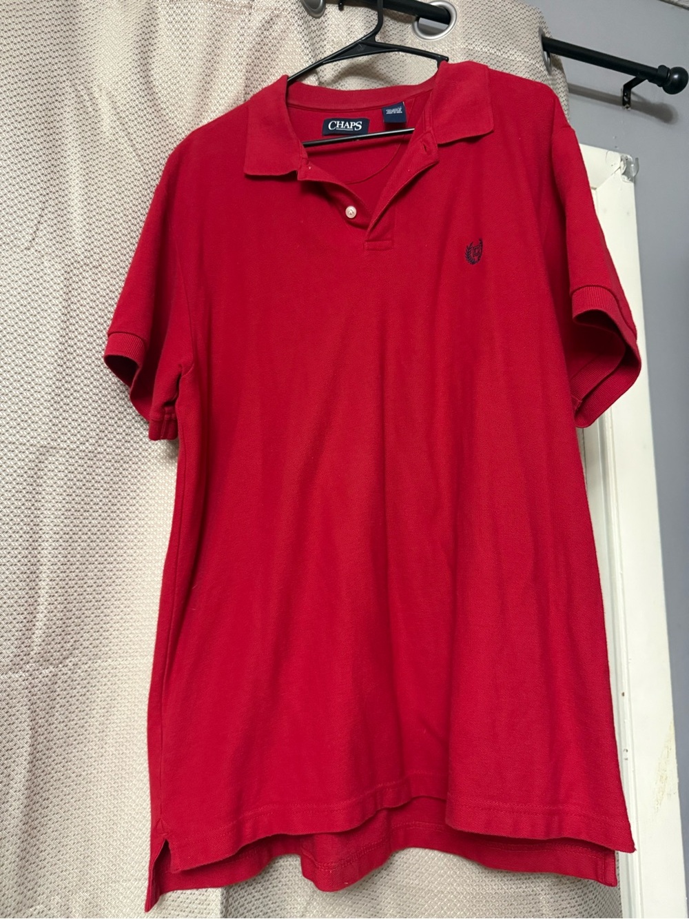 Chaps Men's Bright Red Polo with Embroidered Crest